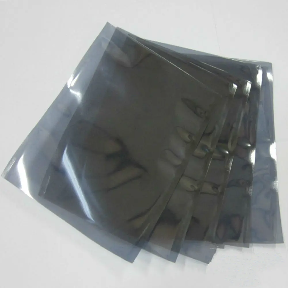 12*16cm Anti Static Shielding Plastic Packaging Bags ESD Anti-Static Storage Pack Bag Open Top Antistatic Poly Pouch 100Pcs/Lot