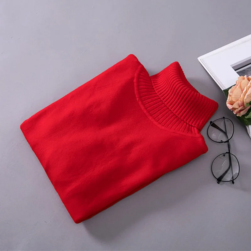 UHYTGF Autumn And Winter Sweater Women knitted bottoming shirt Elastic long-sleeved Turtleneck Pullovers Female Knitted sweaters