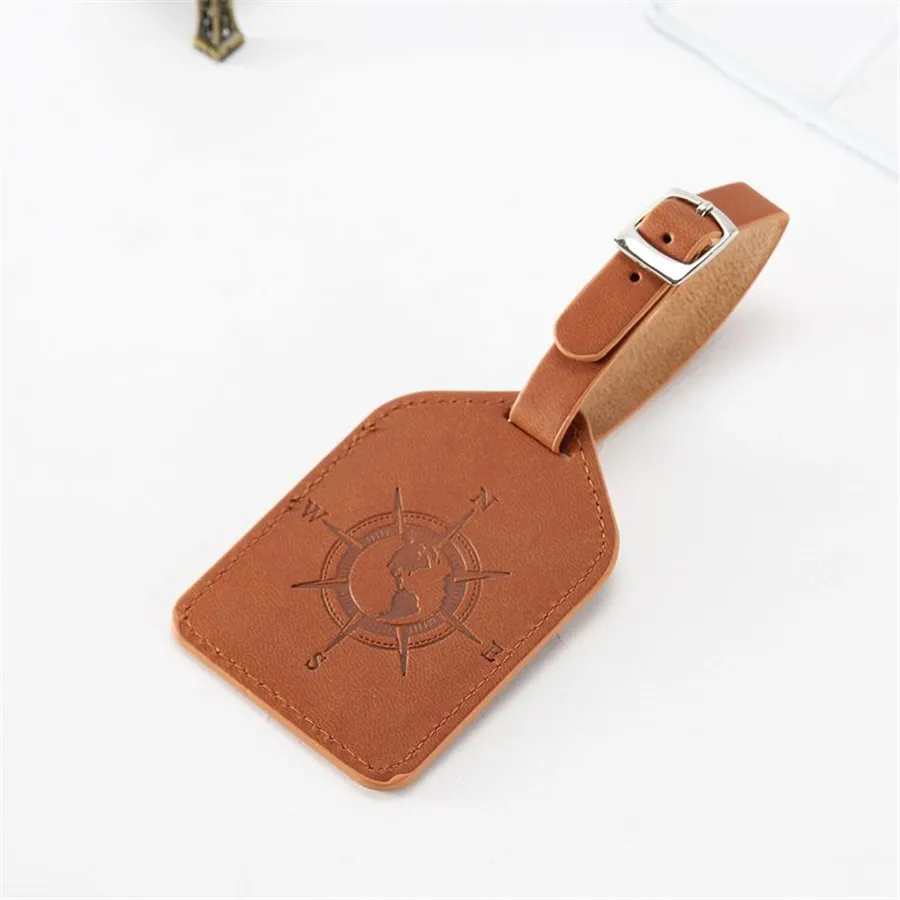 Compass Leather Suitcase Luggage Tag Label Bag Pendant Handbag Travel Accessories Name ID Address Tags