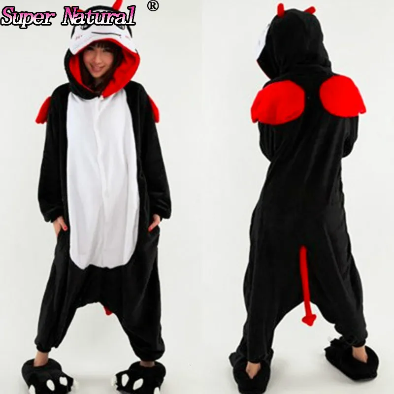 

HKSNG High Quality Winter Women Girls Adult Animal Devil Kigurumi Evil Spirit Pajamas Onesie Cosplay Belial Pyjamas Sleepwear