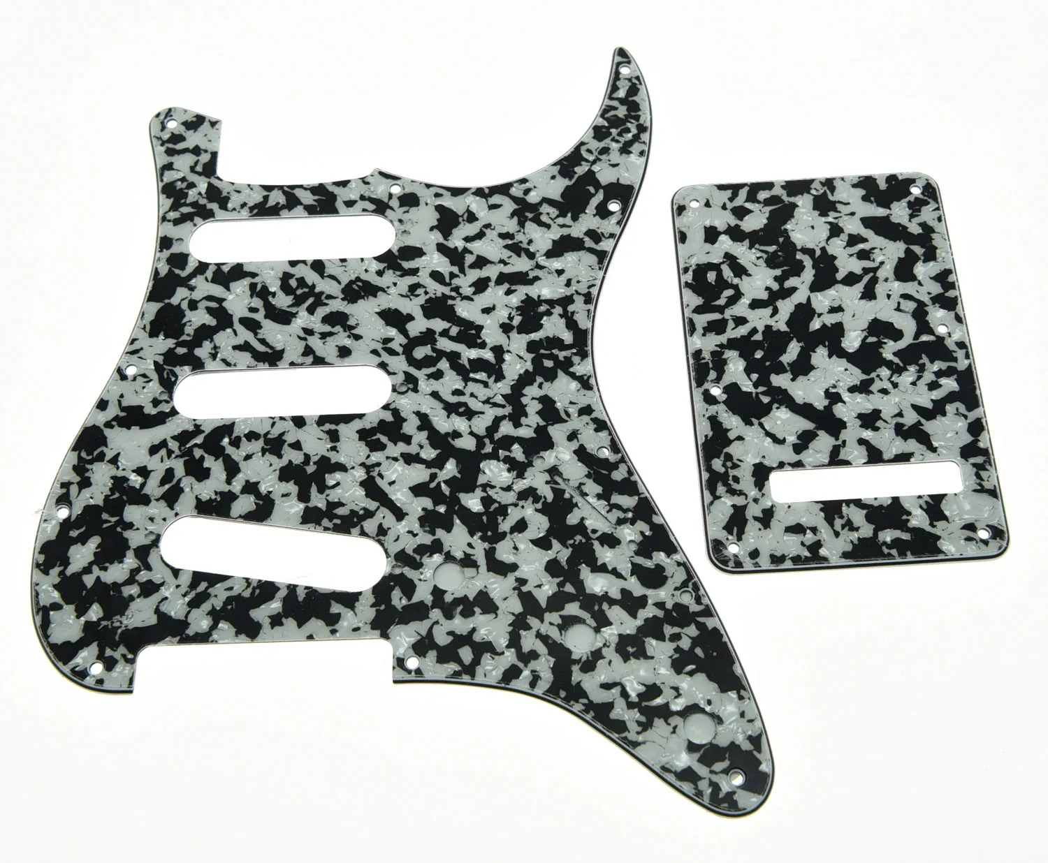 KAISH ST SSS Pickguard,Trem/Tremolo Cover and Screws Snow Leopard Stripe 3 Ply