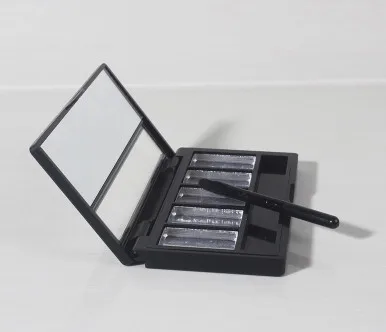 wholesale 200pcs 5 Grid Empty Palette Eye Shadow Concealer Aluminum / Iron Black Pans Makeup Tools Cosmetics DIY Box kit