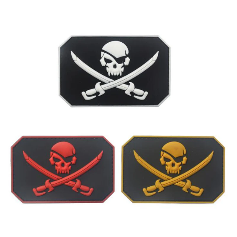 

Pirate Skull Swords Legion Light Morale Tactical SWAT Badge Rubber 3D Pvc Waterproof Tactical Armband Patch Military 9 * 6cm