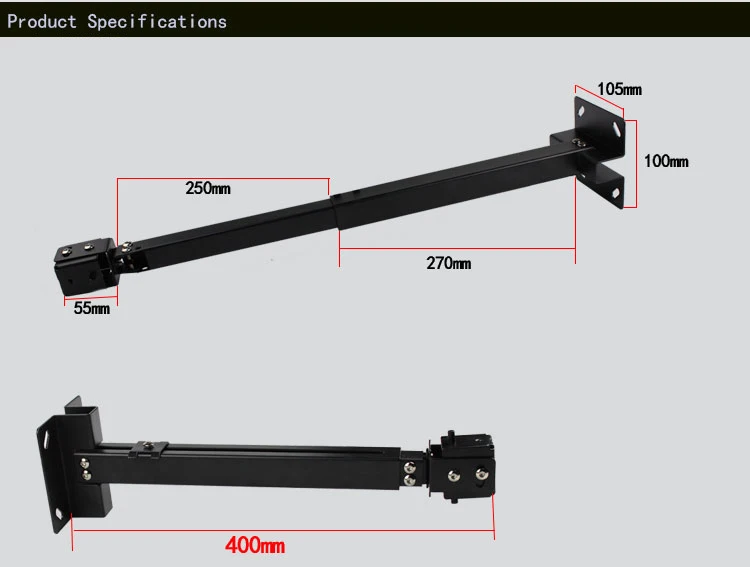 Support de plafond de projecteur de couleur noire réglable 43 à 65cm support de toit pour DLP LCD LED projecteur cintre mural