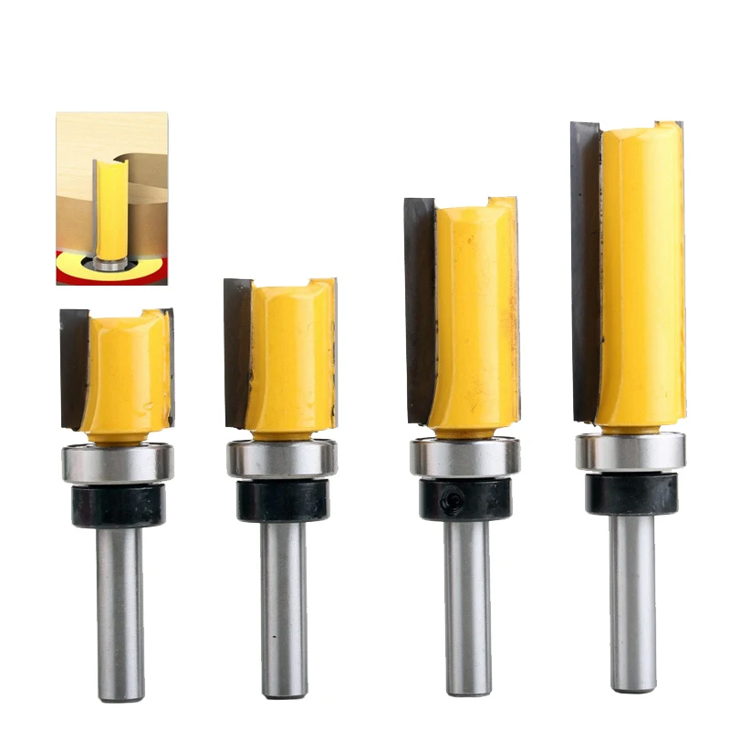 1PC 8mm Shank Template Trim Hinge Mortising Router Bit Straight end mill trimmer cleaning flush trim Tenon Cutter forWoodworking
