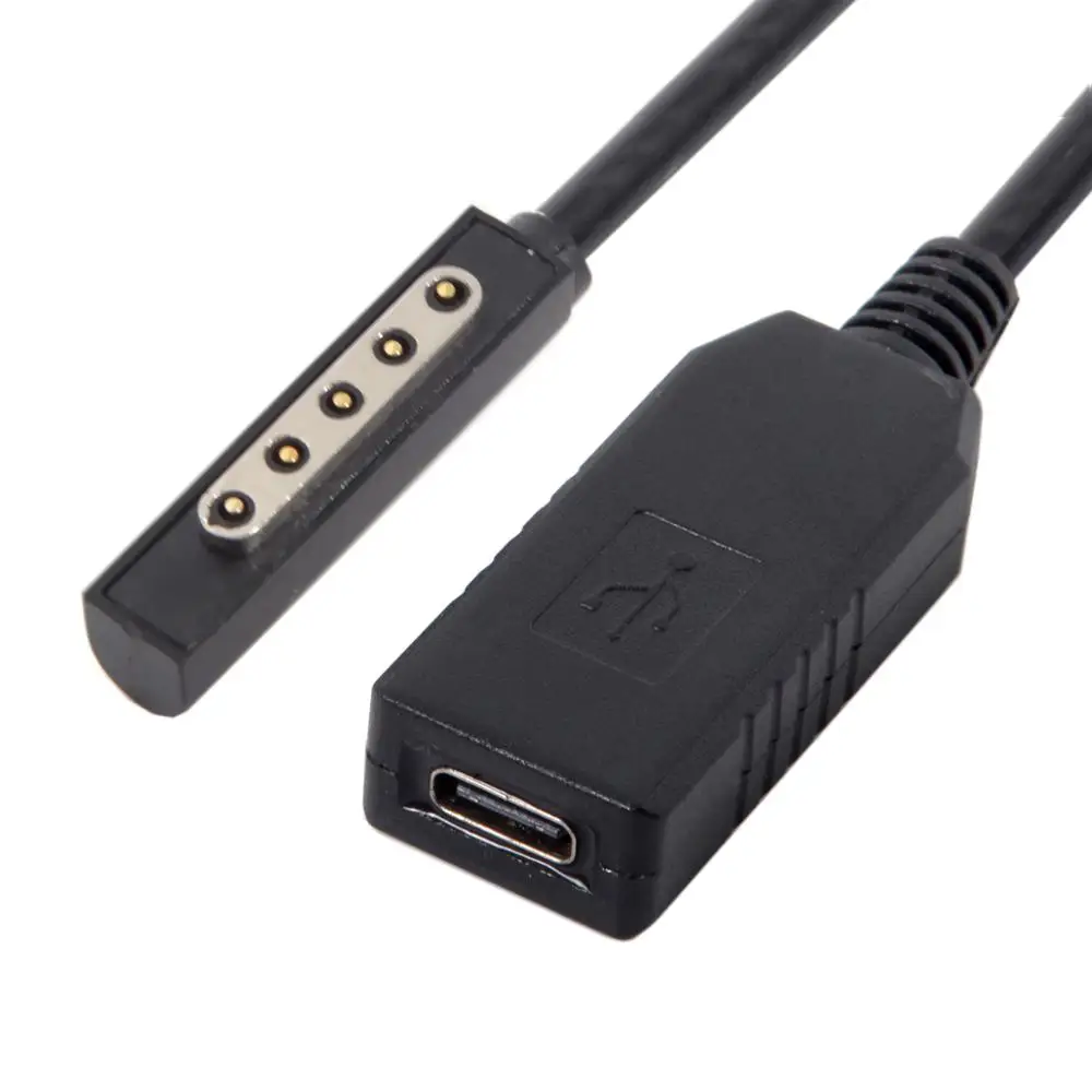 USB 3.1 نوع C أنثى إلى ذكر كابل محول 30 سنتيمتر/1FT تيار مستمر 12 فولت شحن الزناد ل السطح برو 1 برو 2 PD المحاكي