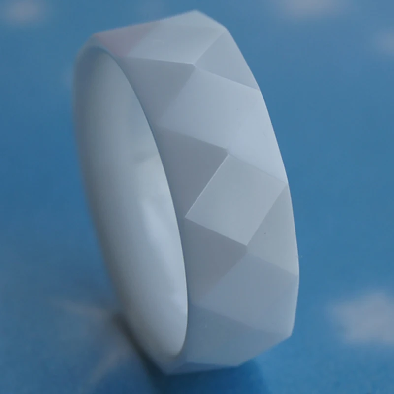 cool facet  white 8mm  hi-tech scratch proof ceramic ring