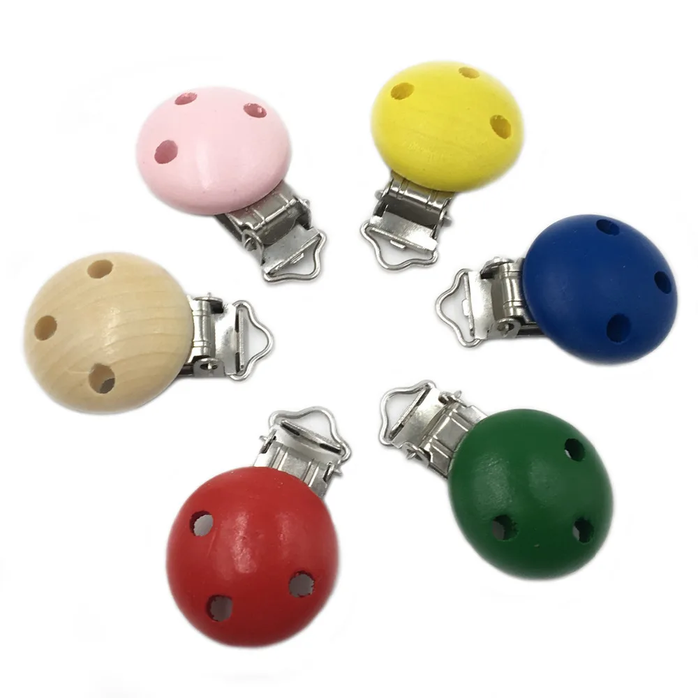 

2018 Hot Wood Round Shaped Pacifier Clip Silicone Bead Baby Teether teething Accessories Clip Nipple Clasps Toy DIY Bead Tool