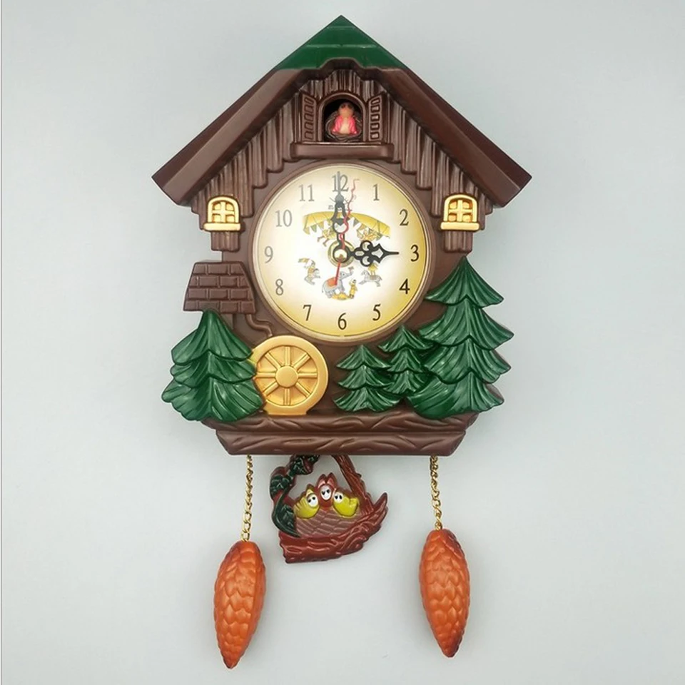 Horloge Murale à Coucou Moderne – Design Maison Forestière Colorée Avec Son Authentique, Idéale Pour Enfants Et Déco Noël