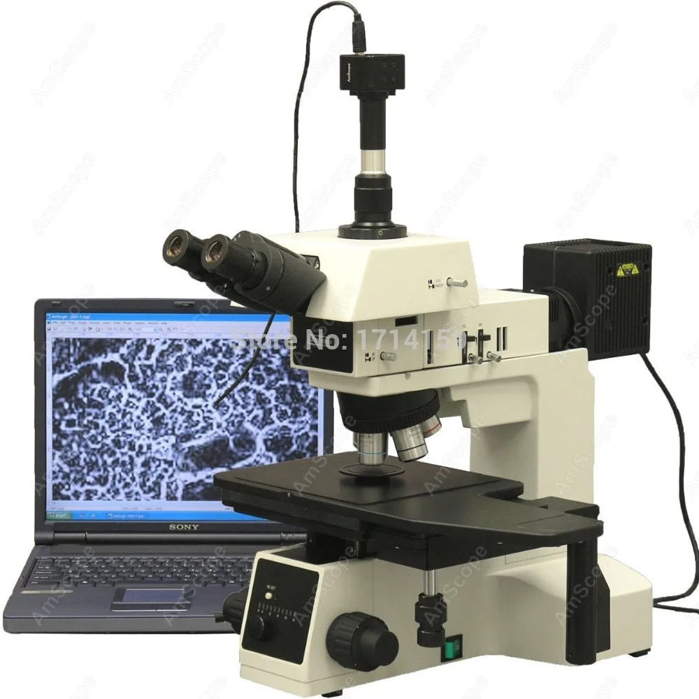 Campo scuro Microscopio Metallurgico Microscopio Metallurgico-AmScope Forniture 50X-1200X Polarizzazione Campo Scuro con 3MP Fotocamera