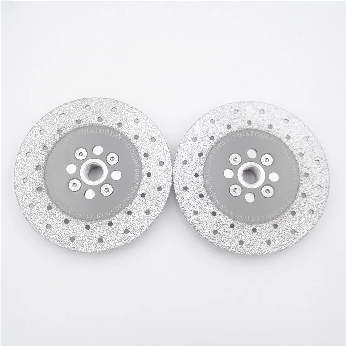 

DIATOOL 2pcs Premium Quality Diameter 5"/125mm Double Sided Vacuum Brazed Diamond Cutting & Grinding Disc With 5/8-11 Flange