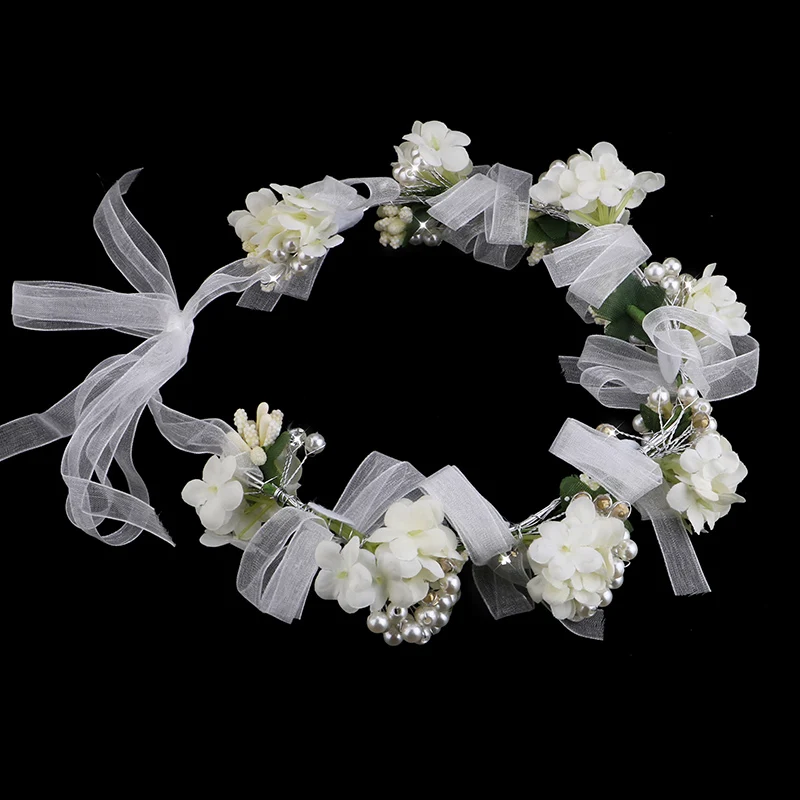 

Romantic Elegant Pearl Flowers Women Headband Hairbands Garland Wedding Hair Accessories For Bridal Head Band Headpiece SL