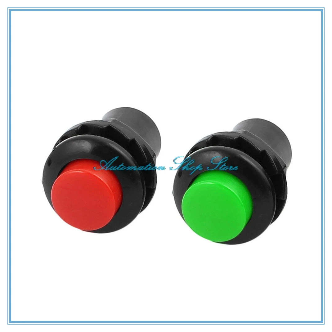 5PCS AC250V 3A 2 Terminals SPST 10mm On/Off Momentary Push Button Switch Red Green