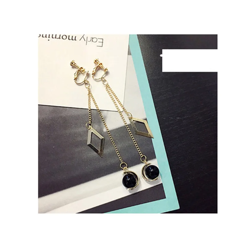 GRACE JUN Factory Direct Wholesale Clip on Earrings Without Pierced for Women Fashion Crystal Stone Shell Material Cuff Earrings