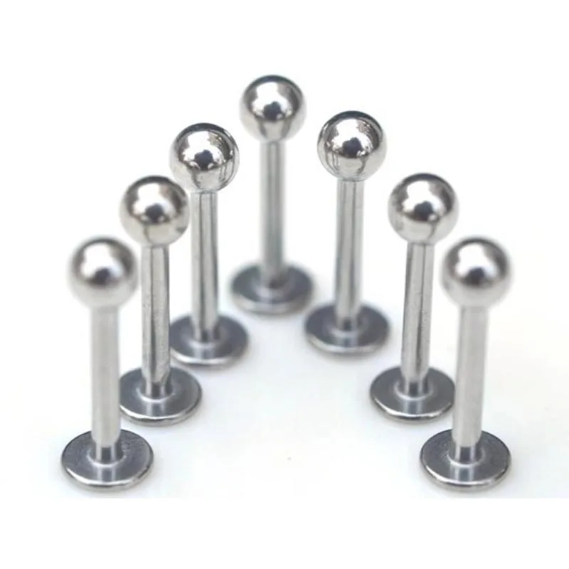 PINKSEE10pcs 18G Ball Labret Lip Ring Nose Ear Bar Stud Stainless Steel Piercing Body Jewelry Wholesale