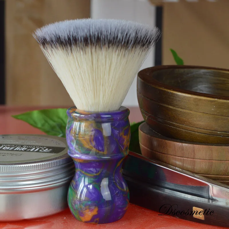 DS 24MM soft plat top synthetic hair shaving brush with colorful resin handle for man beard tools