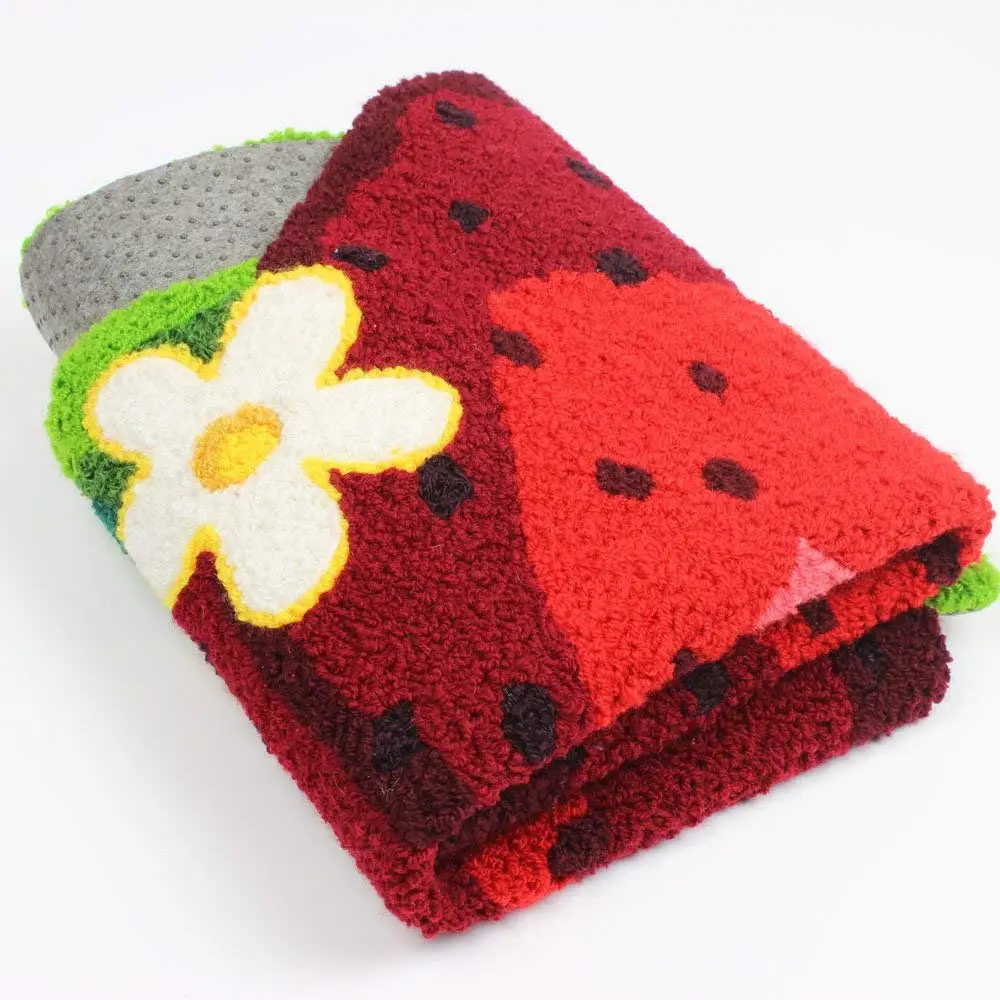 

Коврик с изображением клубники, милый коврик для двери, напольные коврики с ручной вышивкой, персонализированные ковры для туалета на заказ, пасторальный ковер для ванной комнаты