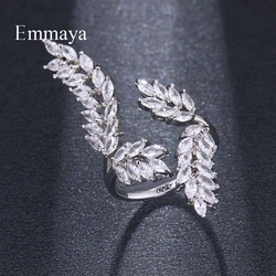 Emmaya Exquisite Shiny Leaf Shape Cubic Zircon Adjustable Ring for Women Gold Color Crystal Bague Gift Jewelry Party