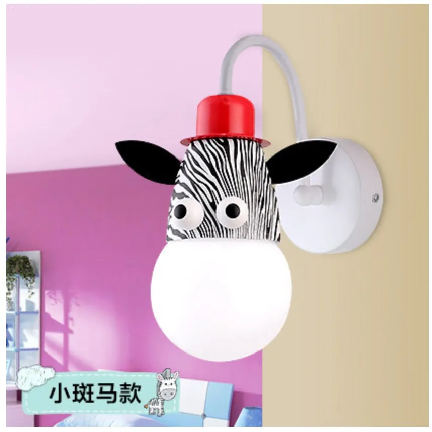 Modern child Kids cartoon animal light bedroom Giraffe Zebra Monkey wall lamp