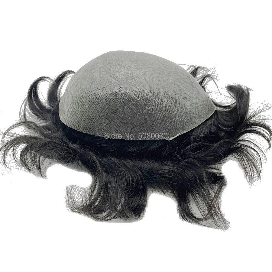 Full PU Thinnest Skin POLY V-Loop Knot The Thickness Of 0.02~0.04mm Men Wigs Toupee Indian Remy Hair Any Wave Color Stock