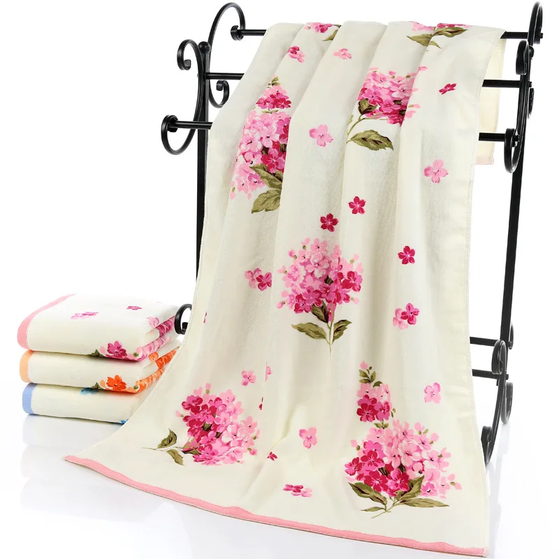 

75*140cm Floral Pattern Cotton Bath Towels for Adults,Beach Terry Bath Towels Bathroom,Flower Bath Towel,Serviette de Bain