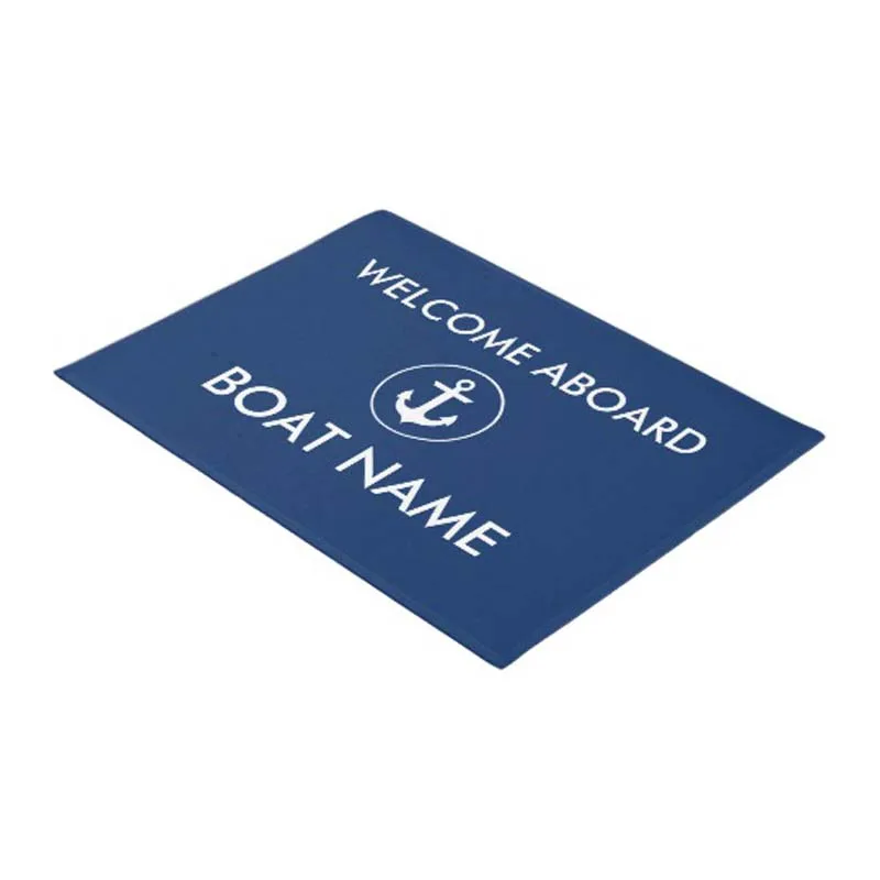 Nautical Navy Blue Welcome Boat Name Door Mat Home Decoration Entry Non-slip Door Mat Rubber Washable Floor Home Rug Carpet