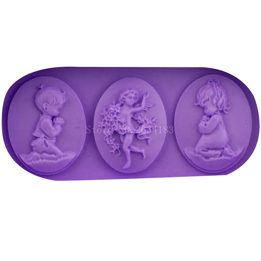 Angel Baby prayers Boy Girl Silicone Fondant Soap 3D Cake Mold Cupcake Jelly Candy Chocolate Decoration Baking Tool Moulds F2187