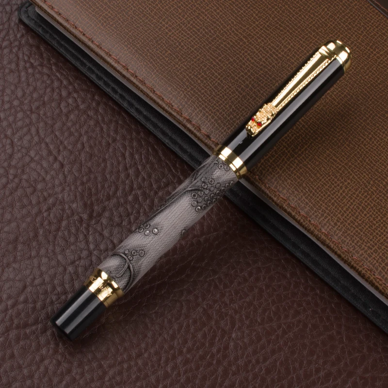 high quality 3d pen dragon Gold clip DIKA WEN 891  luxury metal Fountain Pen Nib Golden Trim Without Pencil Box Office ink pen