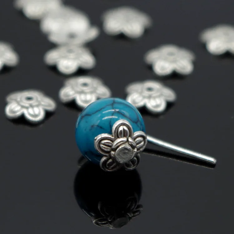 

200pcs/lot Silver Plated Flower Metal Bead Caps 7mm Filigree Jewelry Findings Connector Beads Cap Wholesale Parts Jewellery Diy