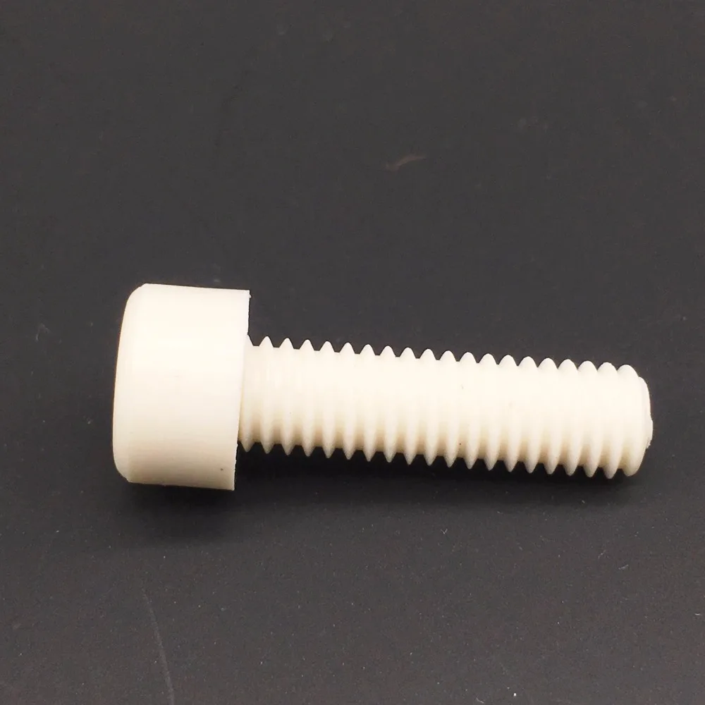 Parafusos de tampa Wkooa M3 Parafuso de plástico PP com cabeça sextavada branco