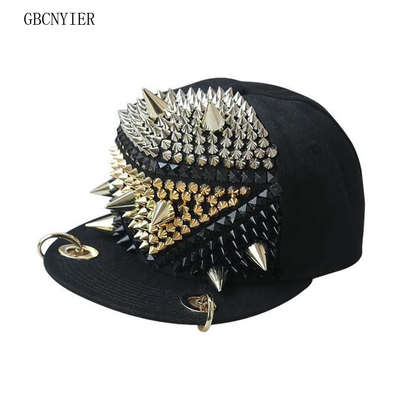 GBCNYIER Exaggeration Prominent Hip Hop Baseball Cap Cool Men Fashion Visor Hip-Hop Dance Show Unisex Hat Rivet Style