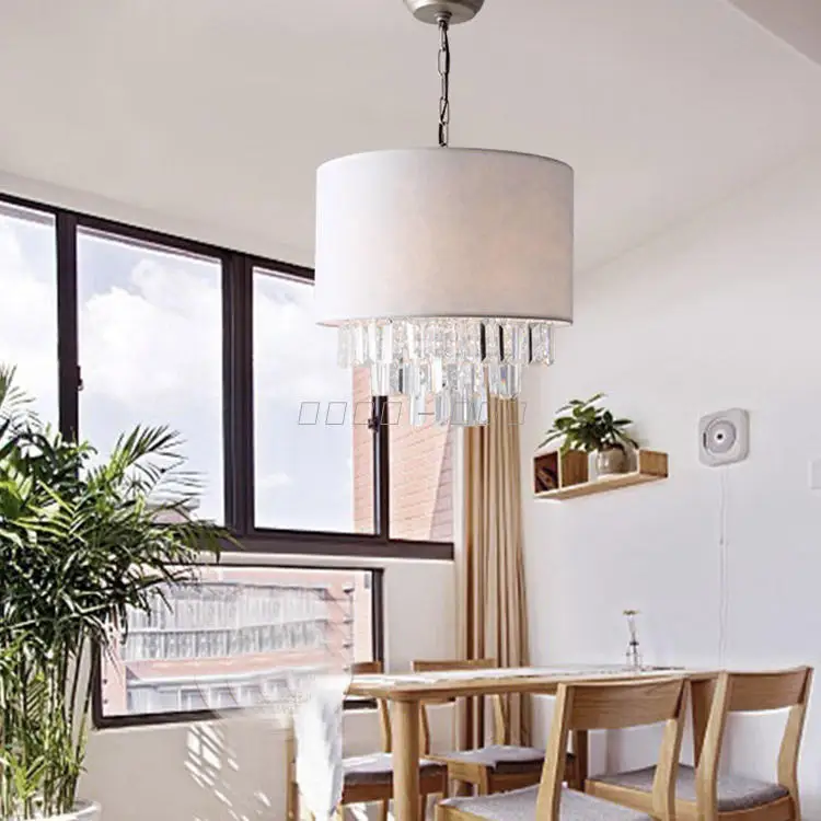 Pendant Light white American Village Countryside Nordic Simple Child Room Crystal Light French Cloth Pendant Lights LO72916