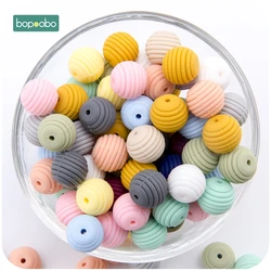 Bopoobo Silicone Spiral Beads 20pcs 15mm Silicone Round DIY Nursing Jewelry Accessories Honeycomb Beads BPA Free Baby Teether