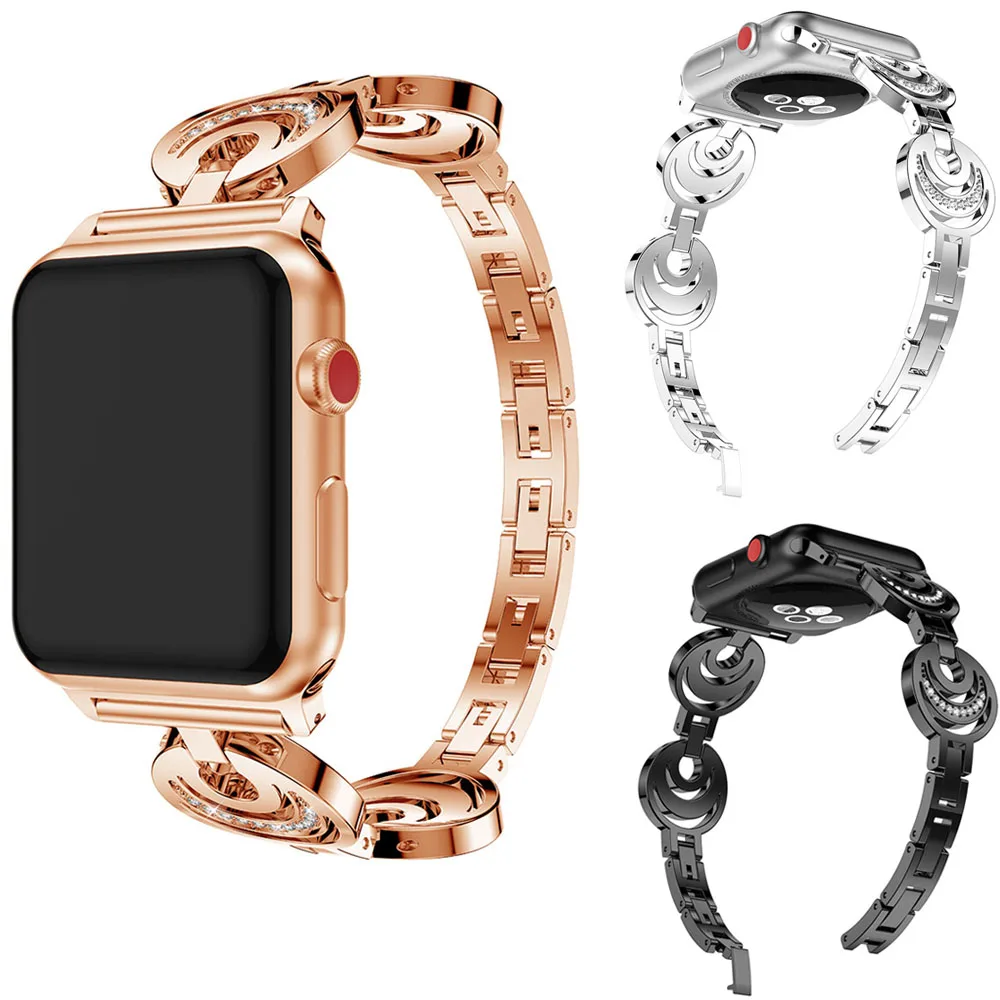 Women Jewelry Stainless Steel Watch Strap for Apple Watch Band Series 1/2/3/4/5 Bracelet Wristband for iWatch 42/38mm 44/40mm