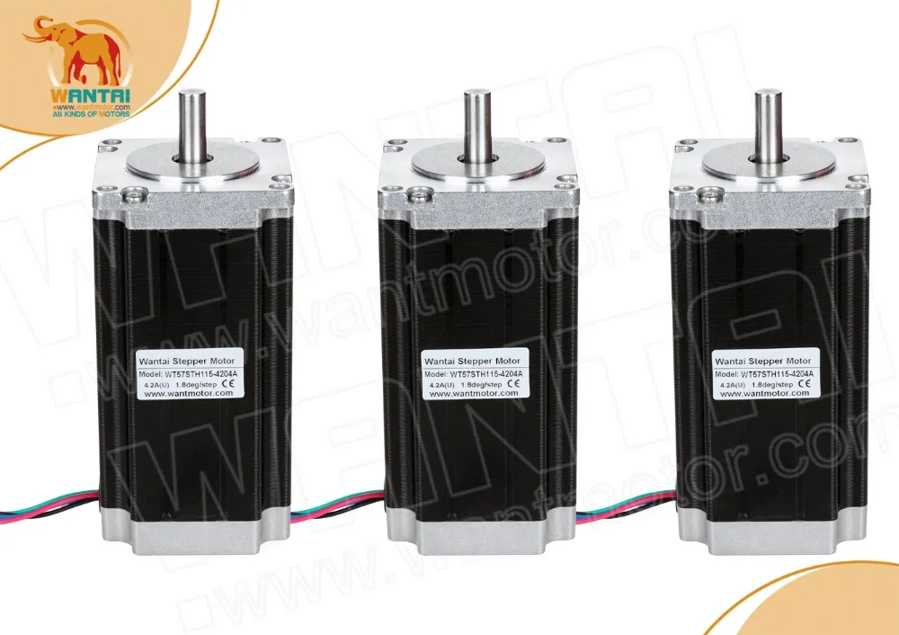 Wantai Nema 6pcs 23 Stepper Motor WT57STH115-4204A-X1-9000 428oz-in 4.2A Medical Automation Imaging Printing Miling