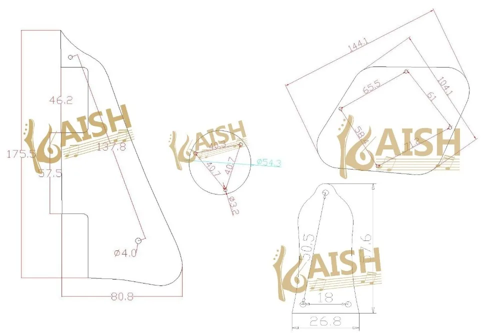 KAISH LP Pickguard Cavity Covers Turss Rod Cover Set for Epiphone Les Paul Gold Mirror