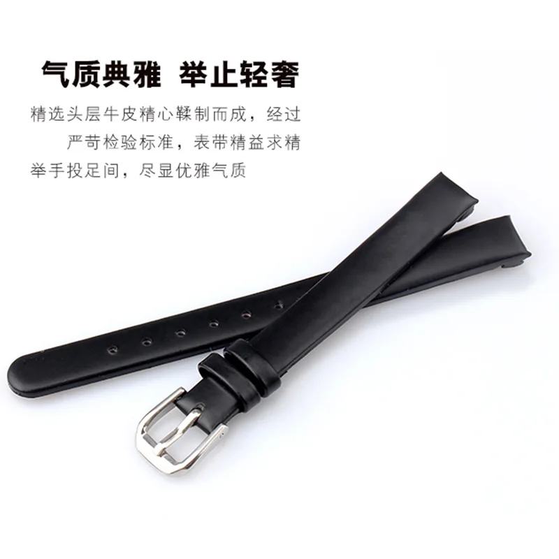 10MM Genuine Leather Strap FOR Calvin K Bent Bracelet Black / Brown Blue / White FOR K43231CS K43232 Women's Quartz Watch image 4
