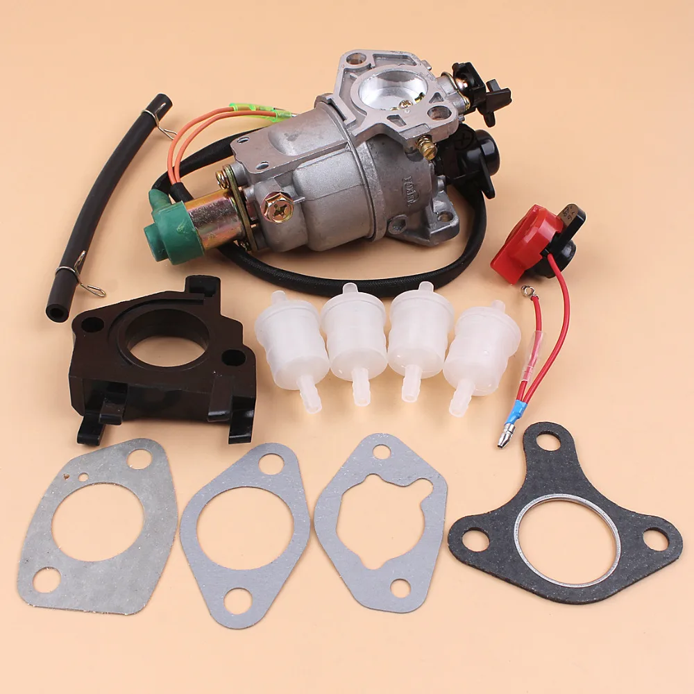 Carburetor Carb Solenoid Intake Manifold Gasket Filter Kit For HONDA GX390 GX 390 Chinese 188F 190F 5KW 6.5KW Generator Engine