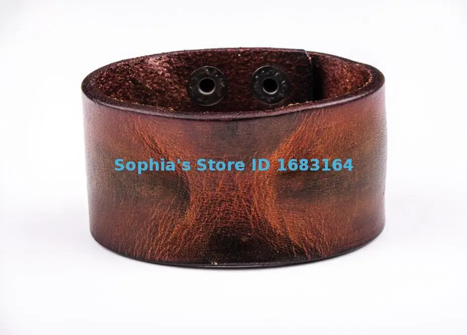 HD02 Black Brown Cool Vintage Men\'s Surfer Leather Bracelet Wristband Wide Cuff New BL30