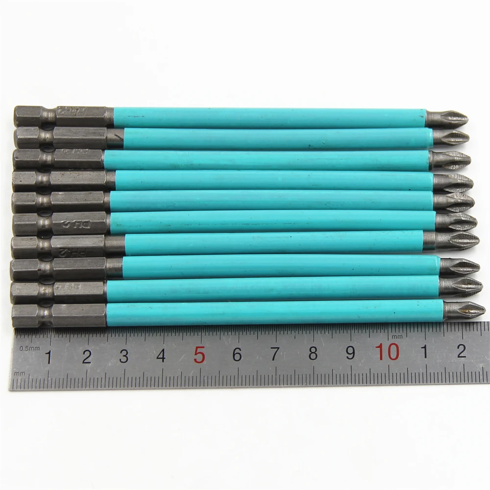 Set Bit 10 Buah Baja S2 PH2 125Mm Set Kepala Bit Obeng Torx Hex Kunci Pas Tri-wing Baut Cross-Head Set Non-selip