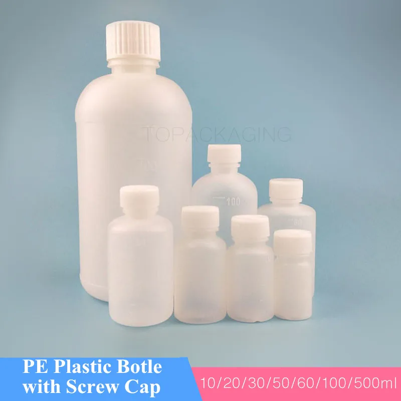 10/20/30/50/100/500ML Screw Cap Bottle Empty PE Plastic Cosmetic Container Sample Shampoo Lotion Makeup Essence Oil Refillable