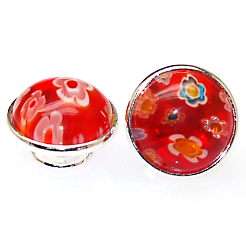 

12pcs Glass Millefio kameleon jewelPop interchangeable bracelets necklace ring 925 silver for cabochon 12mm diy jewelry findings