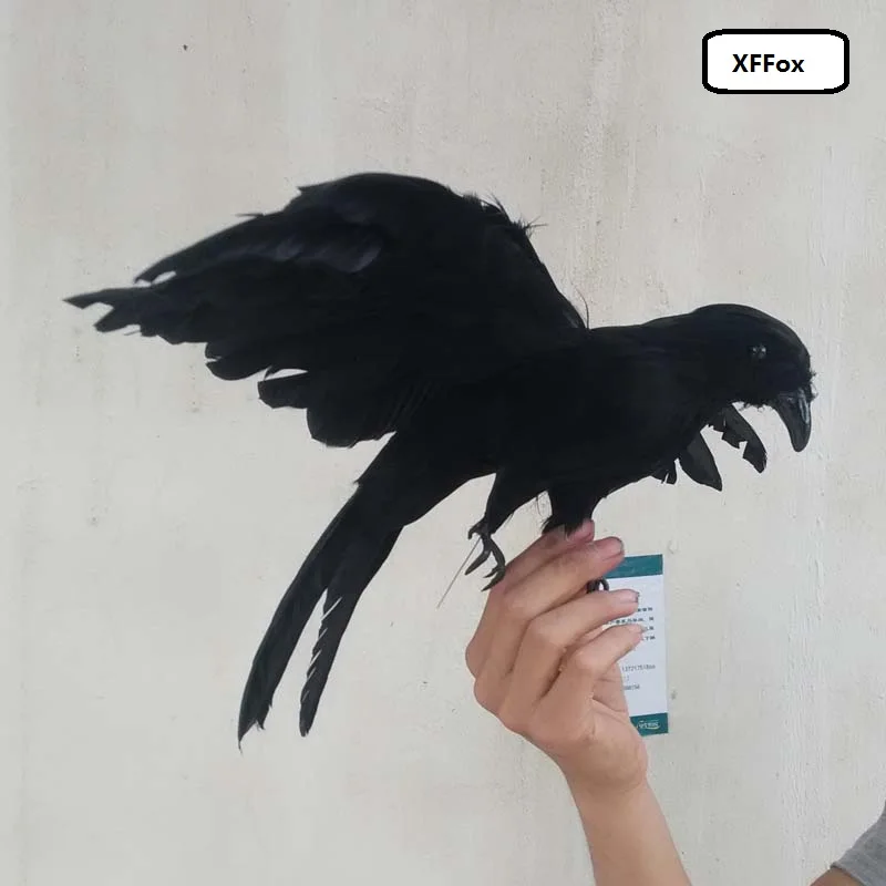 new simulation wings crow model foam&furs black bird gift about 30x45cm xf0400