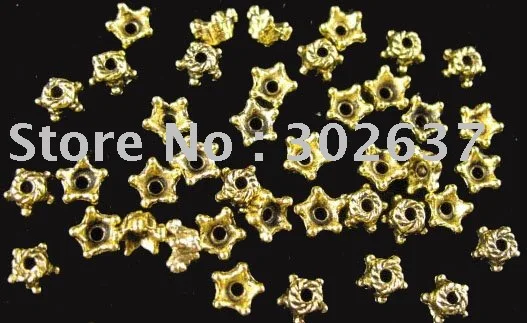 FREE SHIPPING 1500pcs Antiqued gold tiny star bead caps A1234G