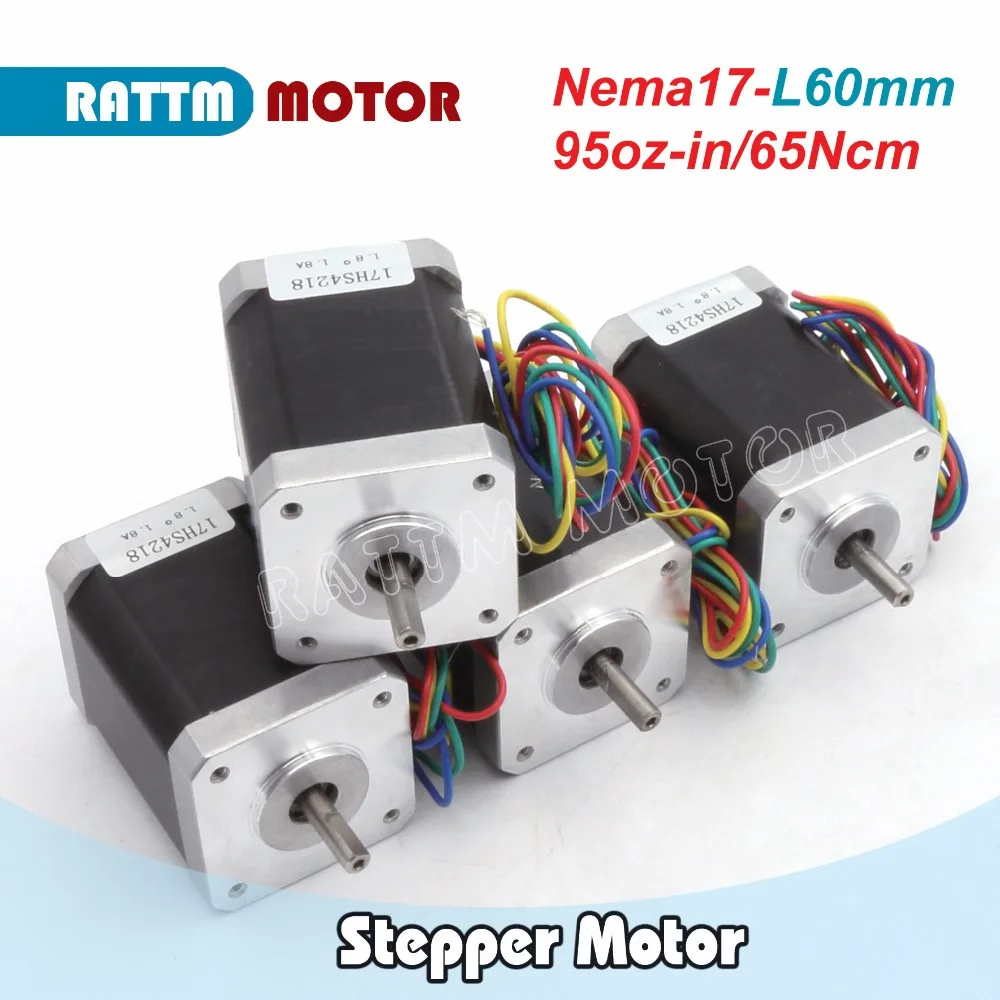 Accesorios de impresora 3D CNC motor paso a paso Nema17 60mm 95Oz-in 1.8A 17HS4218