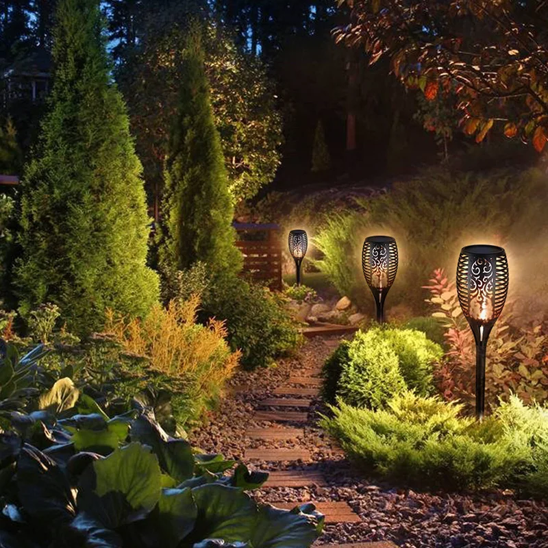 1 Pcs O 2 Pcs 96 LED Impermeabile Flickering Flame Torcia Solare Luce del Giardino Della Lampada Esterna di Paesaggio Della Decorazione del Giardino Prato luce