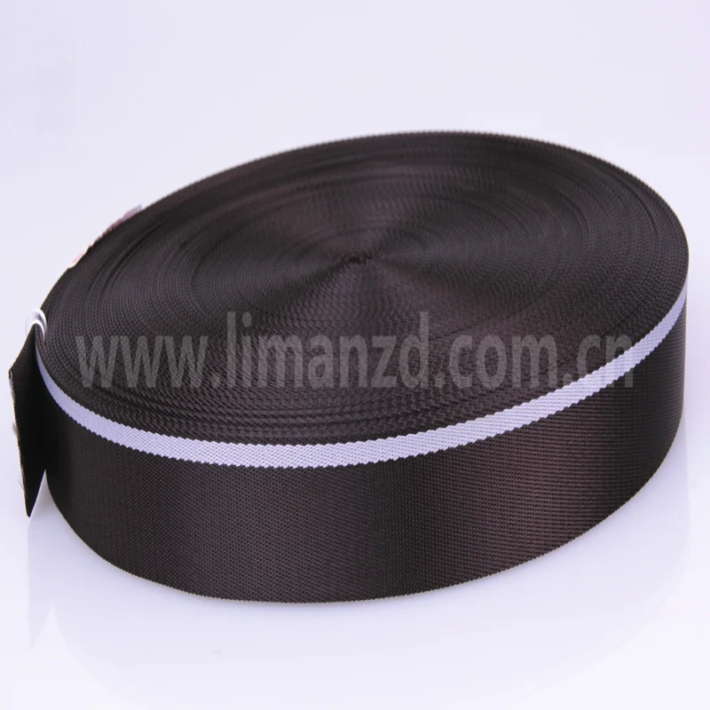 1.25 Inch Nylon Webbing Twill Pattern  1.3mm Thickness  Coffee/White Color