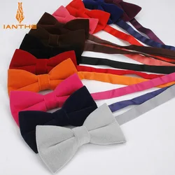 Ianthe Brand New męskie aksamitne w jednolitym kolorze muszka cukierki-kolorowe garnitur Bowtie dla człowieka mężczyzna Neckwear moda motyl Gravatas