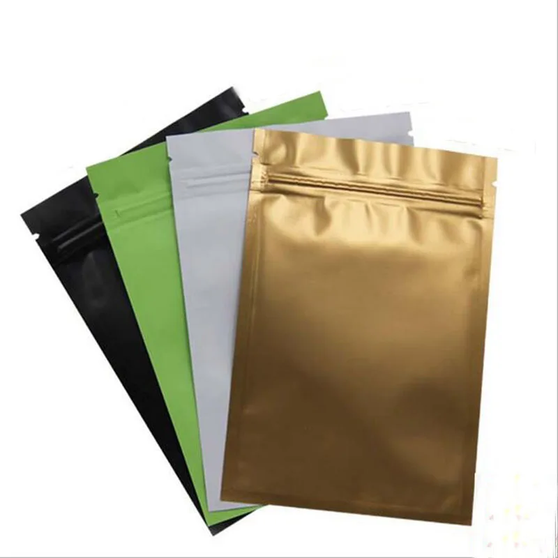 High quality 12 X 18CM black gold color Metallic Mylar ziplock bags flat bottom Black Aluminum foil small zip lock plastic bags