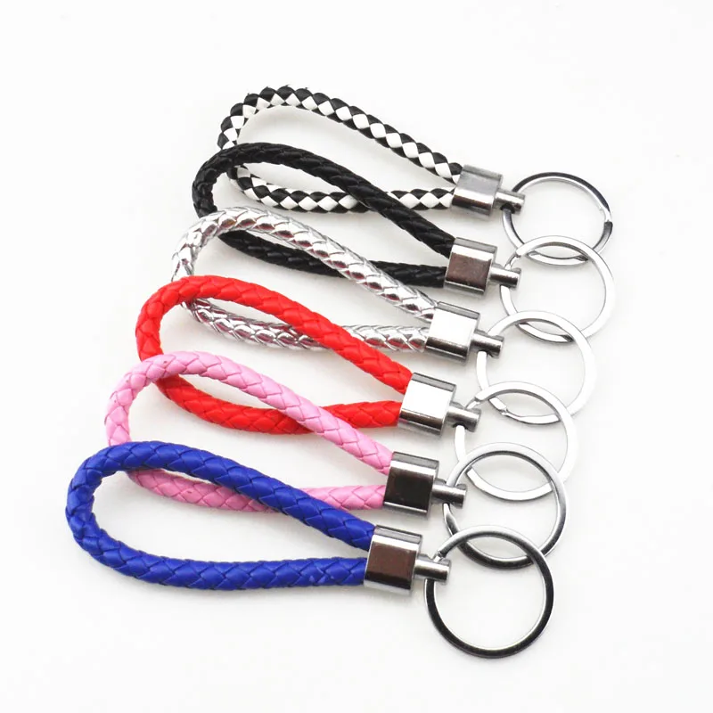 2018 New Arrival Unisex Braided Leather Rope Handmade Waven Keychain Zinc Alloy Key Chain Car Key Ring